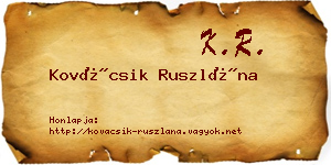 Kovácsik Ruszlána névjegykártya